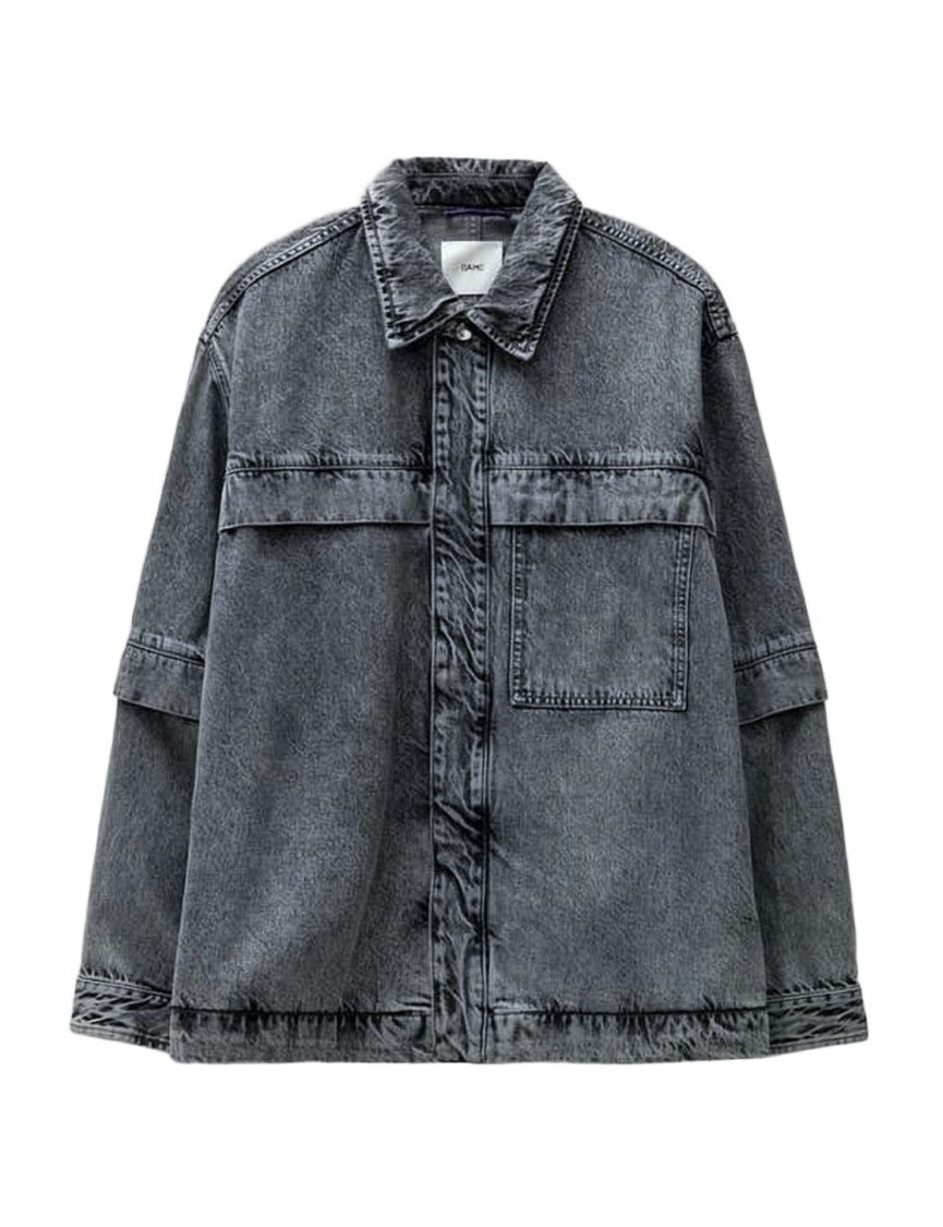Oamc Washed Black Denim Look Long-Sleeve Shirt