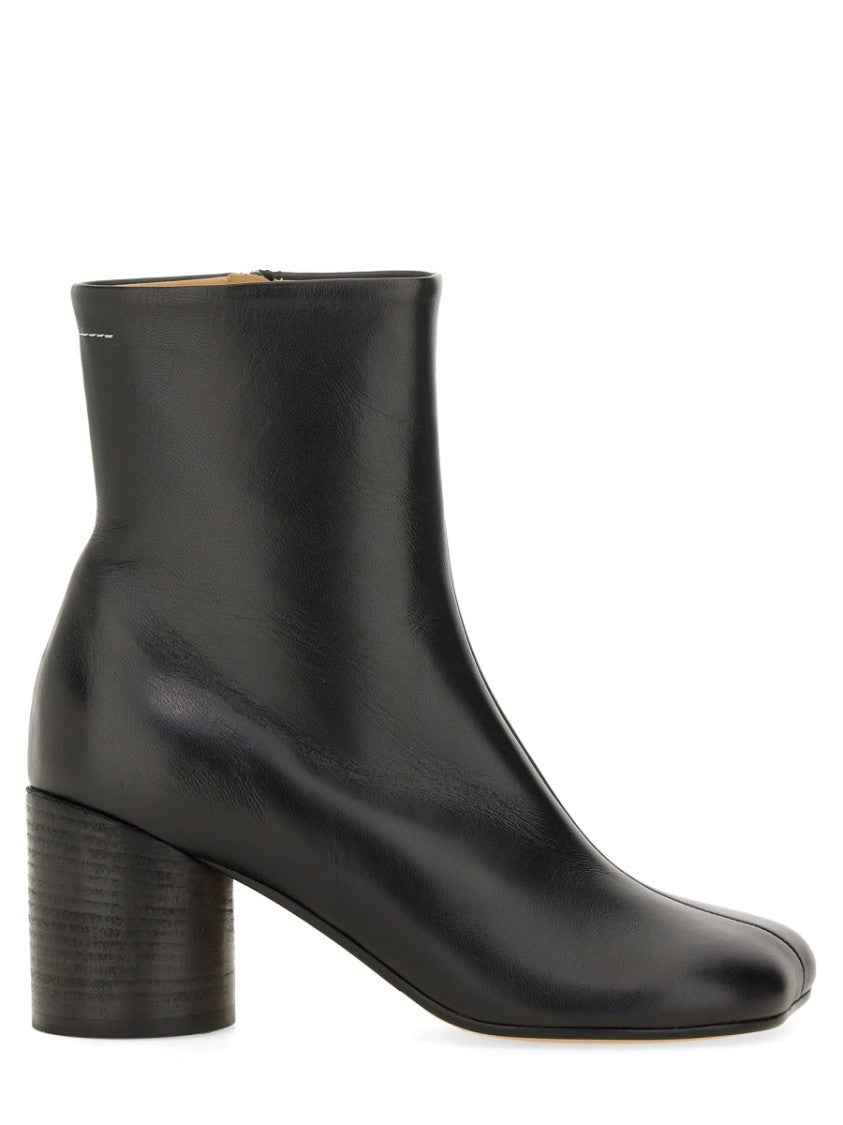 Mm6 By Maison Margiela Anatomical Black Leather Ankle Boots