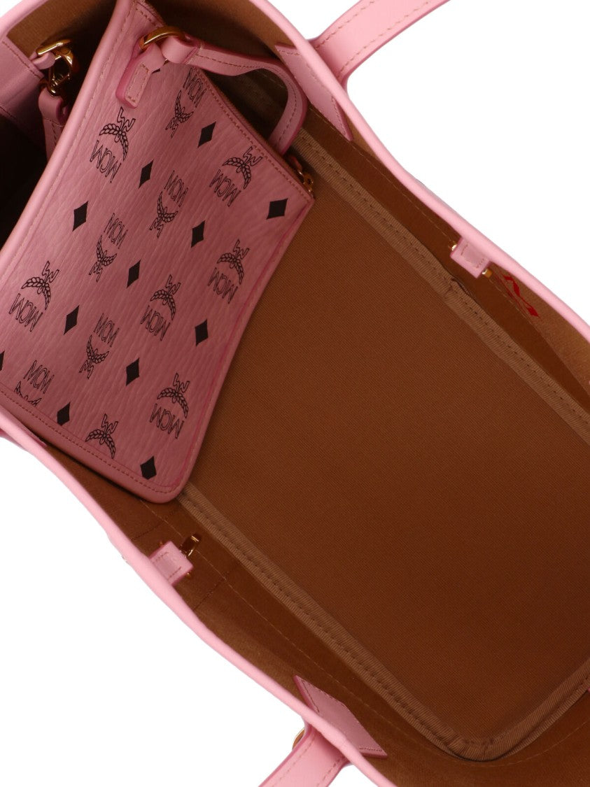 Mcm Pink Liz Visetos Fabric Tote Bag