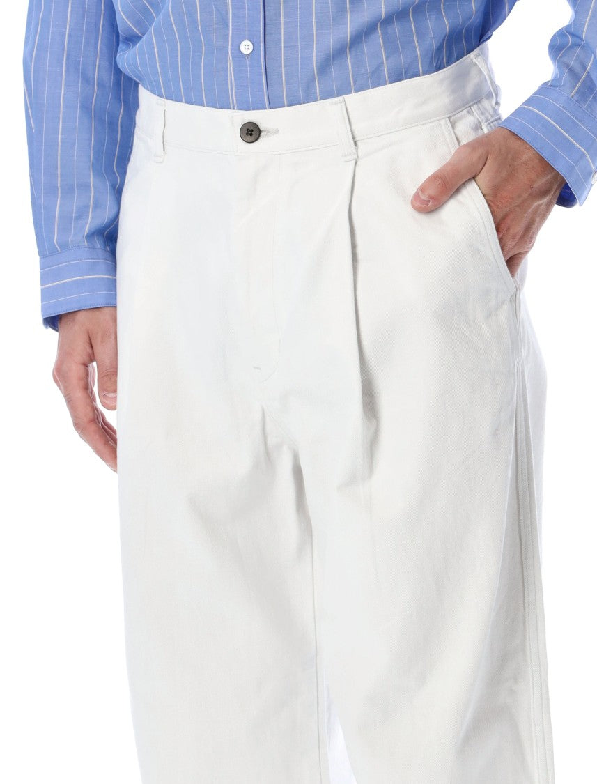 Still By Hand High Waist White Denim Trousers
