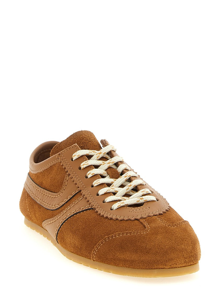 Dries Van Noten Brown Suede Sneakers With Leather Accents