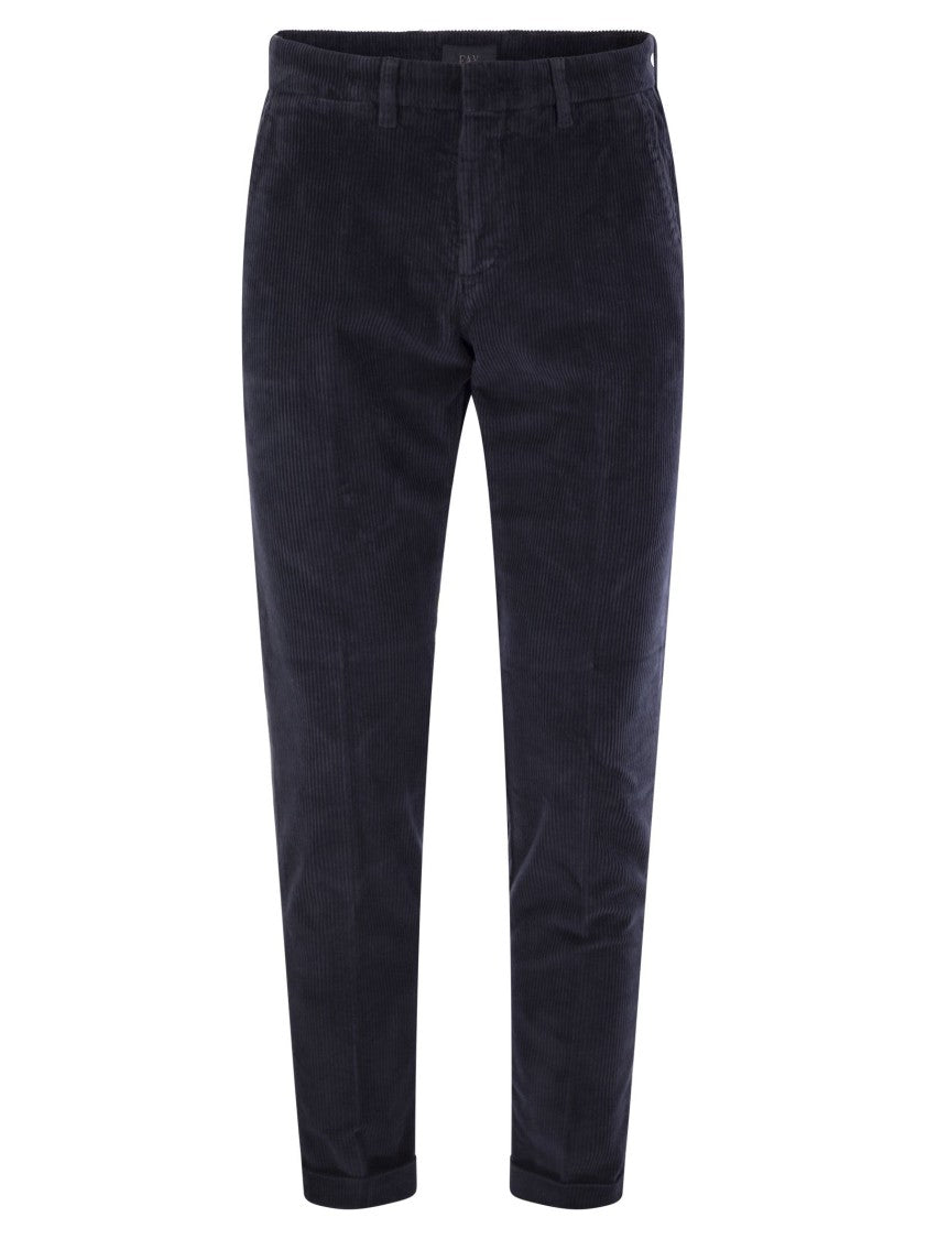 Fay Slim-Fit Corduroy Capri Trousers With Tailored Silhouette