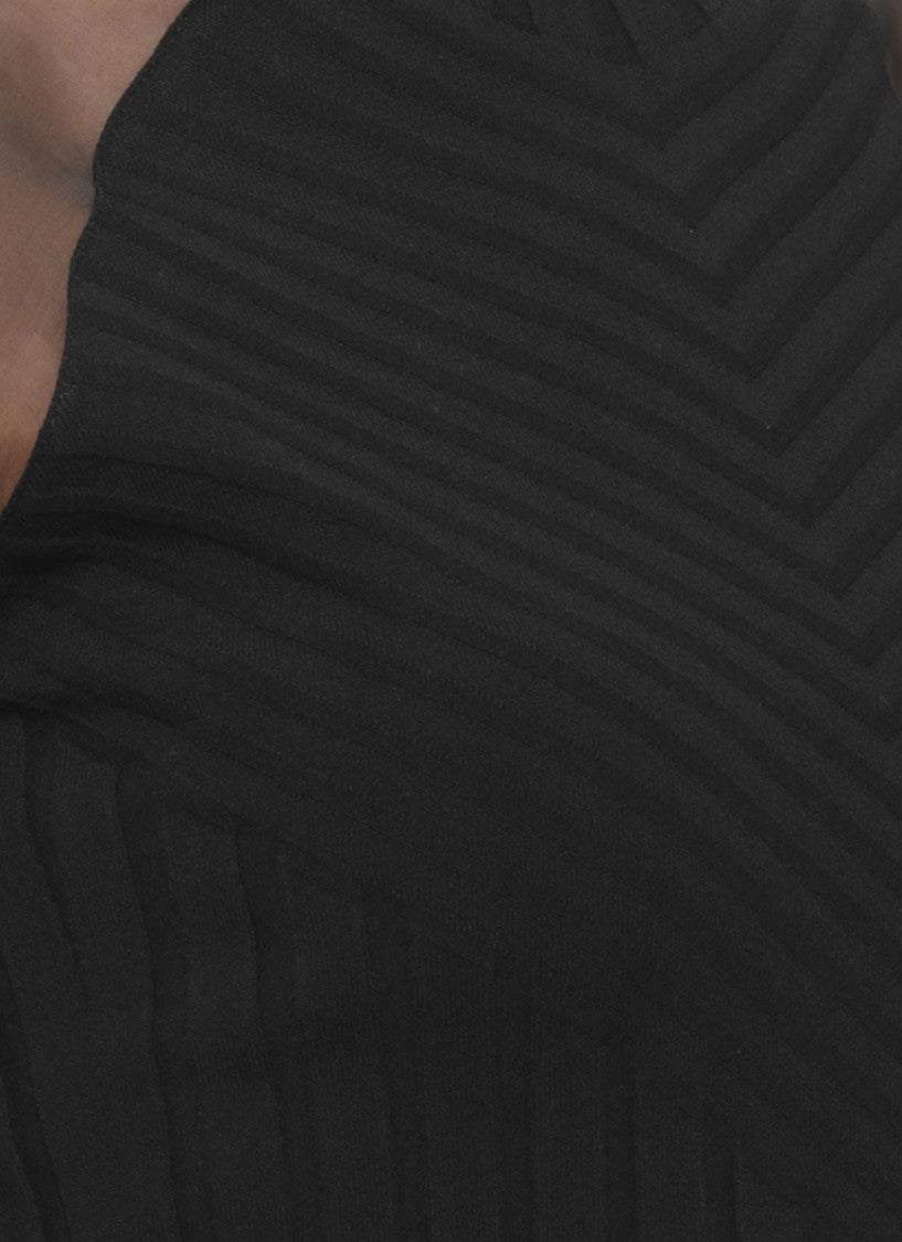 D. Exterior Black Ribbed Viscose Silk Turtleneck Sweater