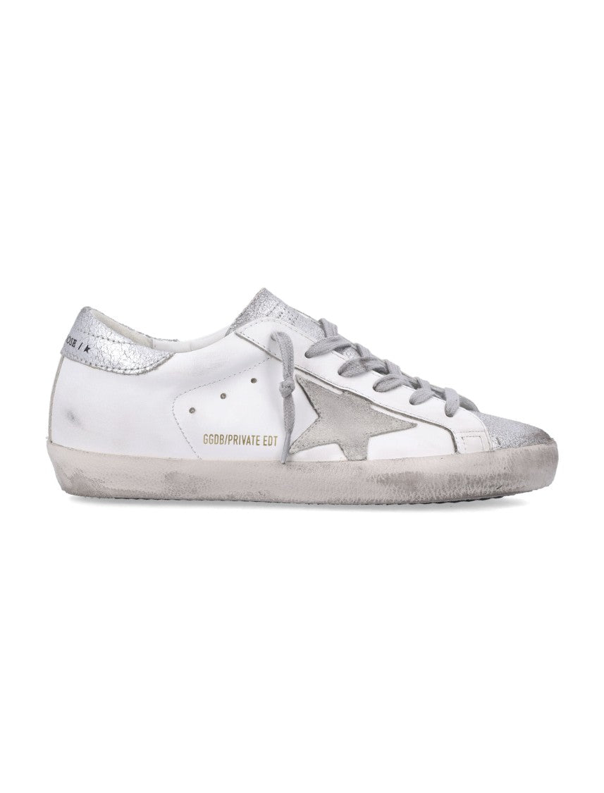 Golden Goose Distressed White Leather Low-Top Sneakers