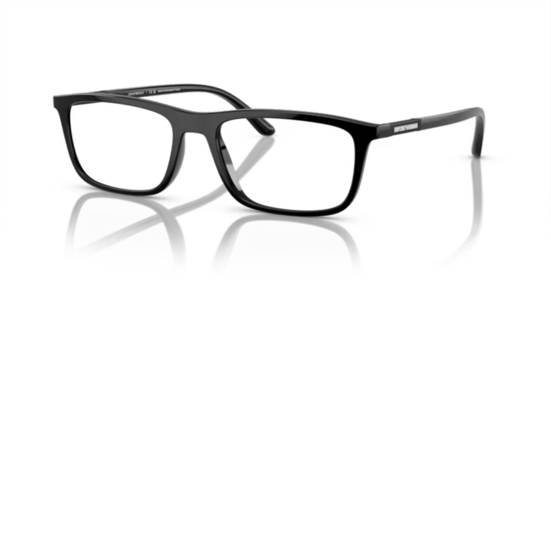 Emporio Armani 0Ea4160 Rectangular Eyeglasses With Glossy Black Frame