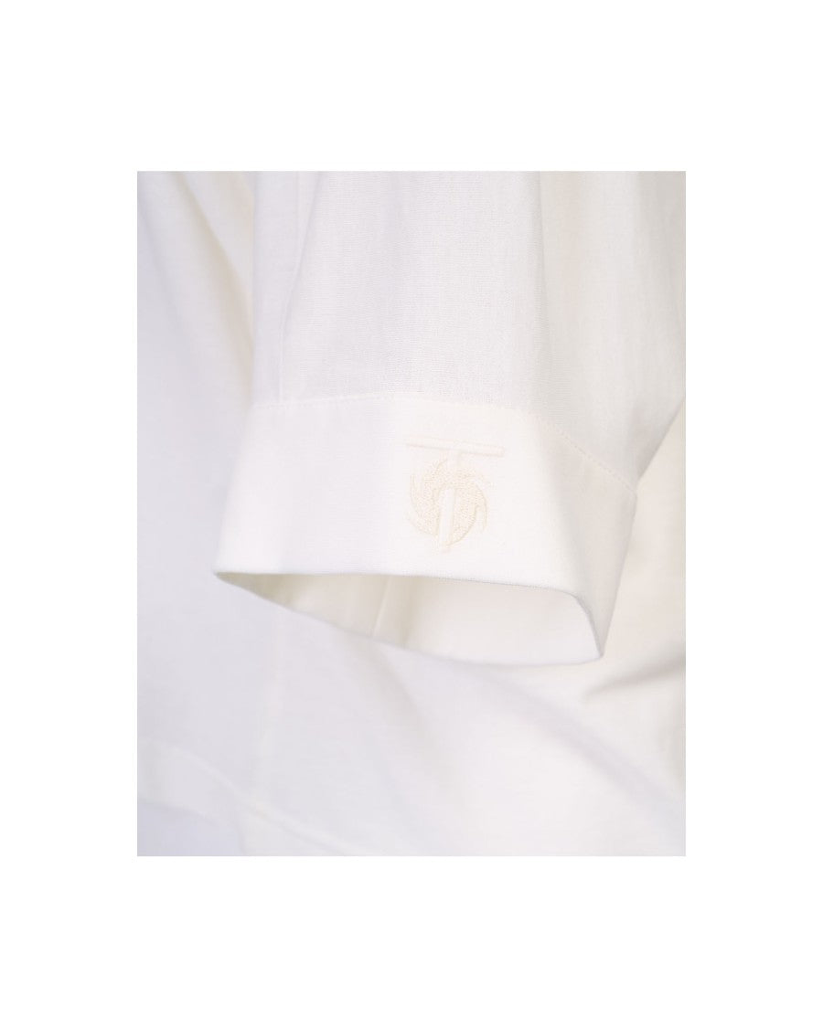 Takaturna Kimono-Style T-Shirt With Breathable Cotton Crêpe And Tone-On-Tone Embroidery