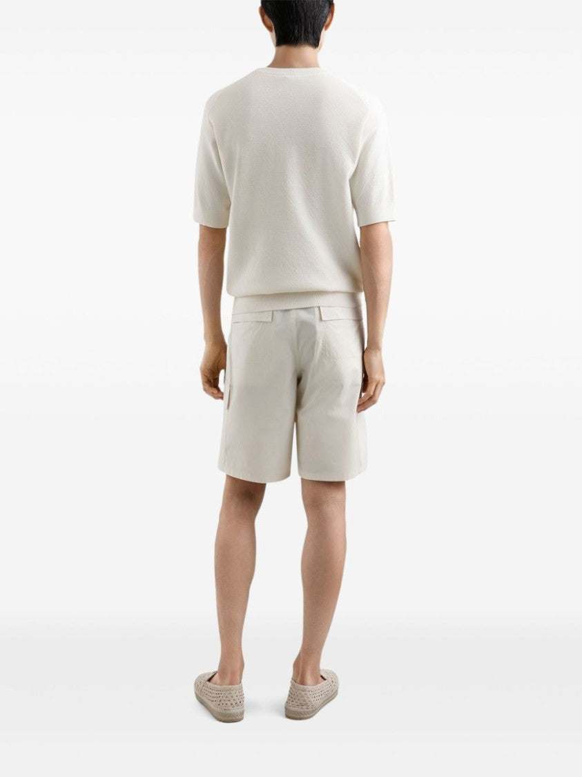 Dolce & Gabbana Textured Knit White Short-Sleeved Sweater