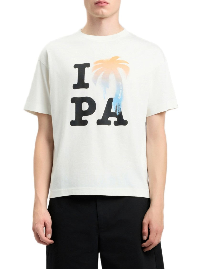 Palm Angels Graphic-Embellished White T-Shirt With Relaxed Fit