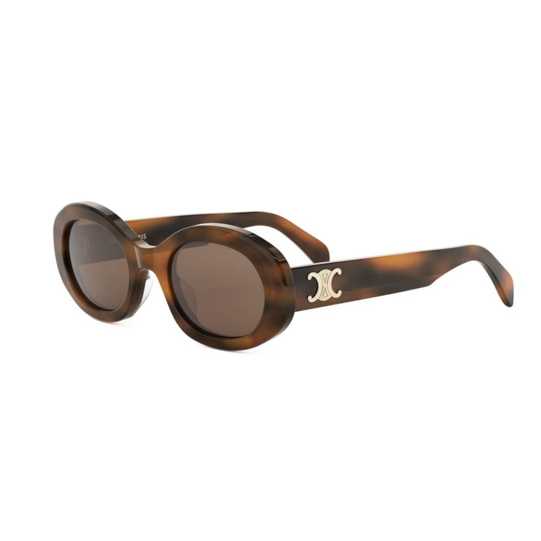 Celine Oval Tortoiseshell Frame Sunglasses With Gold-Tone Logo