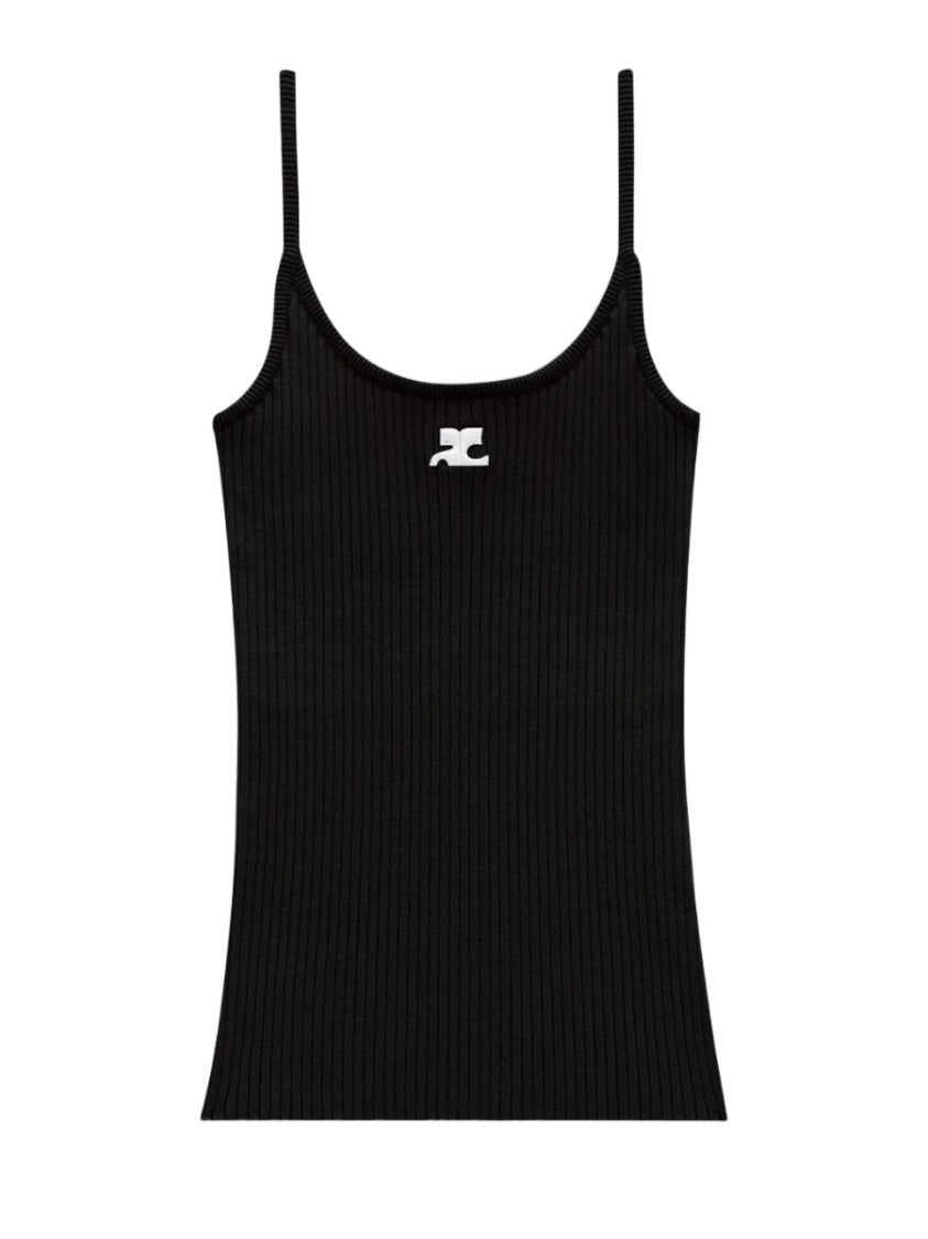 Courrèges Ribbed Slim-Fit Tank Top With Scoop Neckline And Logo Detail
