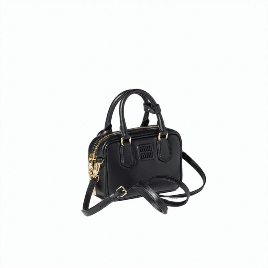 Miu Miu Small Structured Shoulder Bag With Embossed Logo And Gold-Tone Accents