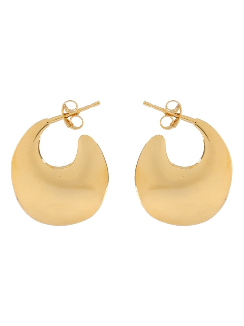 Saint Laurent Creole Plate Crescent Brass Earrings