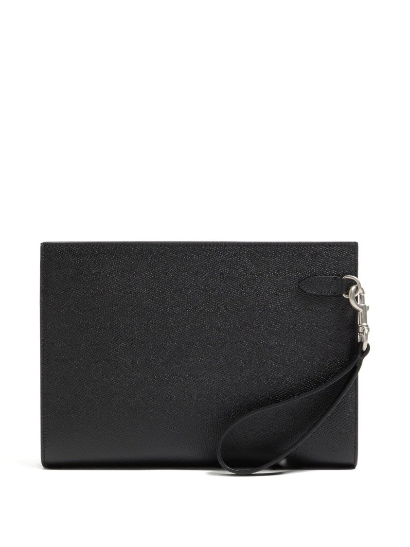 Valentino Black Pouch Vlogo Signature Leather Clutches