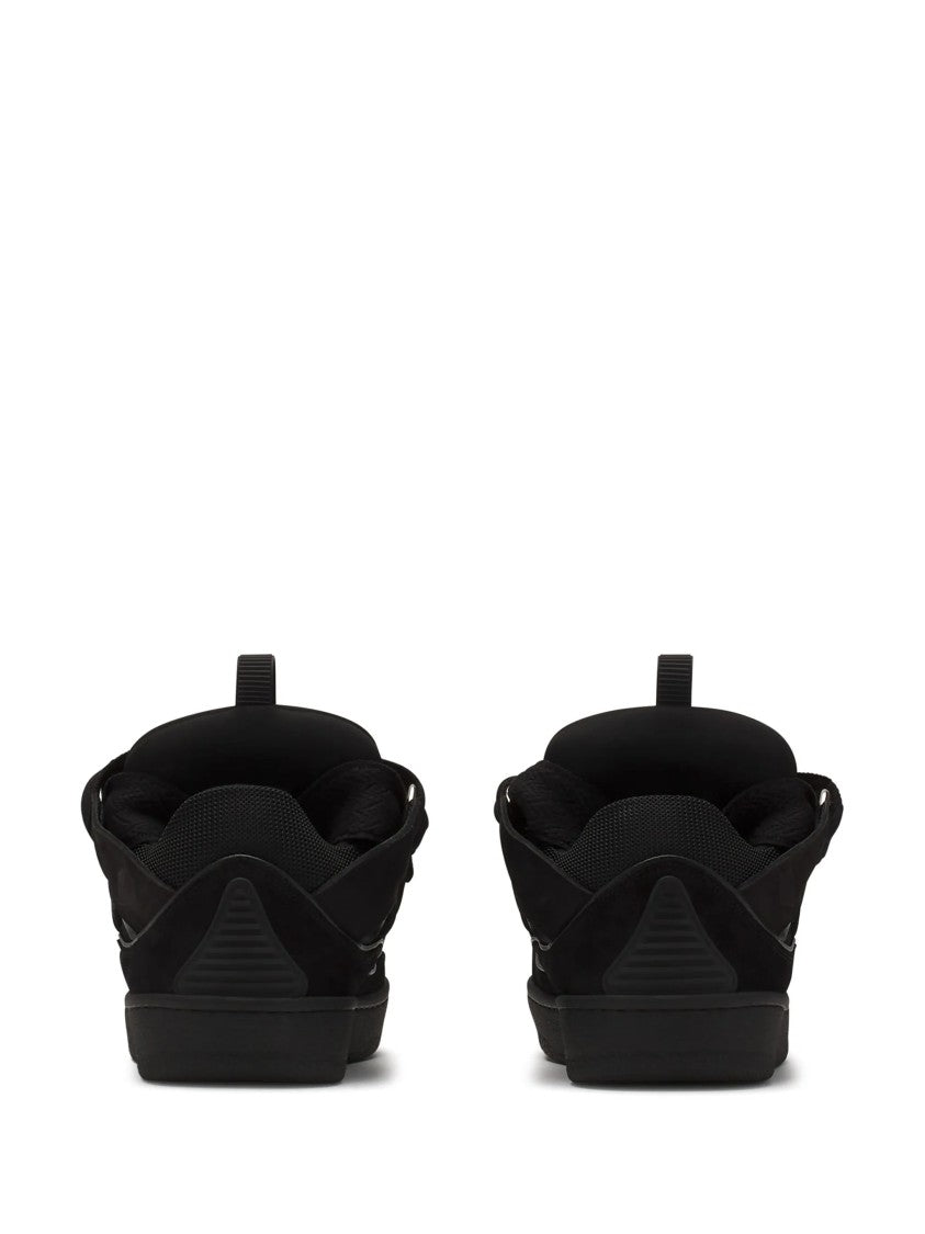 Lanvin Low-Top Black Sneakers With Textured Rubber Sole And Metallic Logo