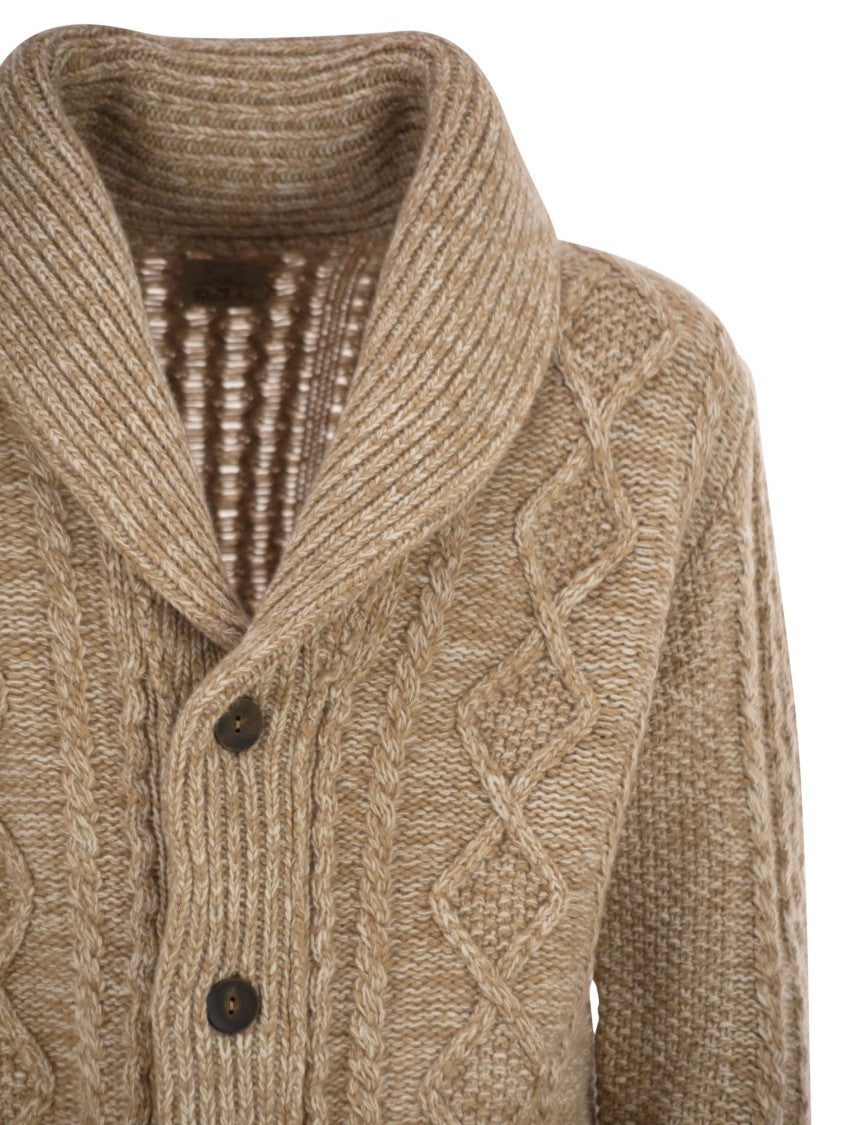 Rakki' Aran - Cardigan With Shawl Neckline
