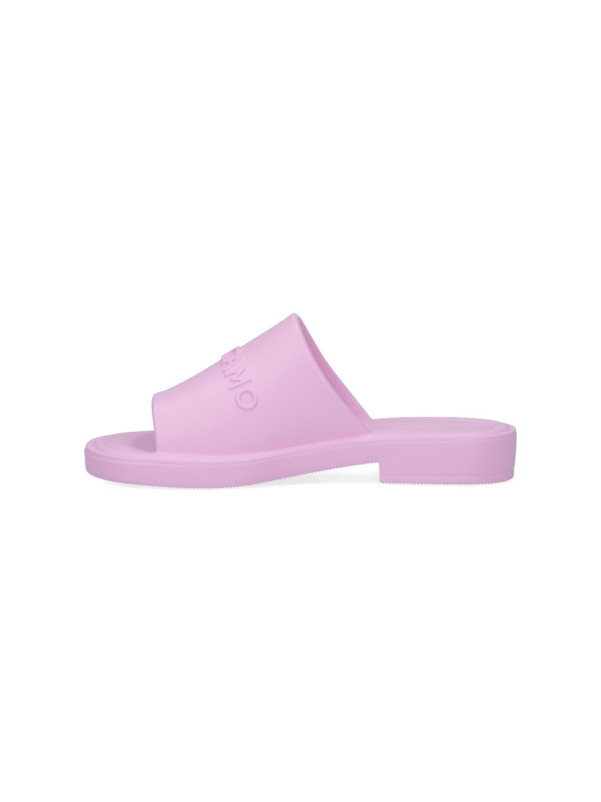 Ferragamo Pink Rubber Logo Sandals