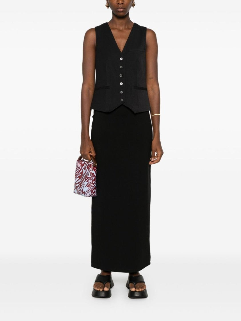 Staud Black Stretch-Design Jersey Logo Skirt