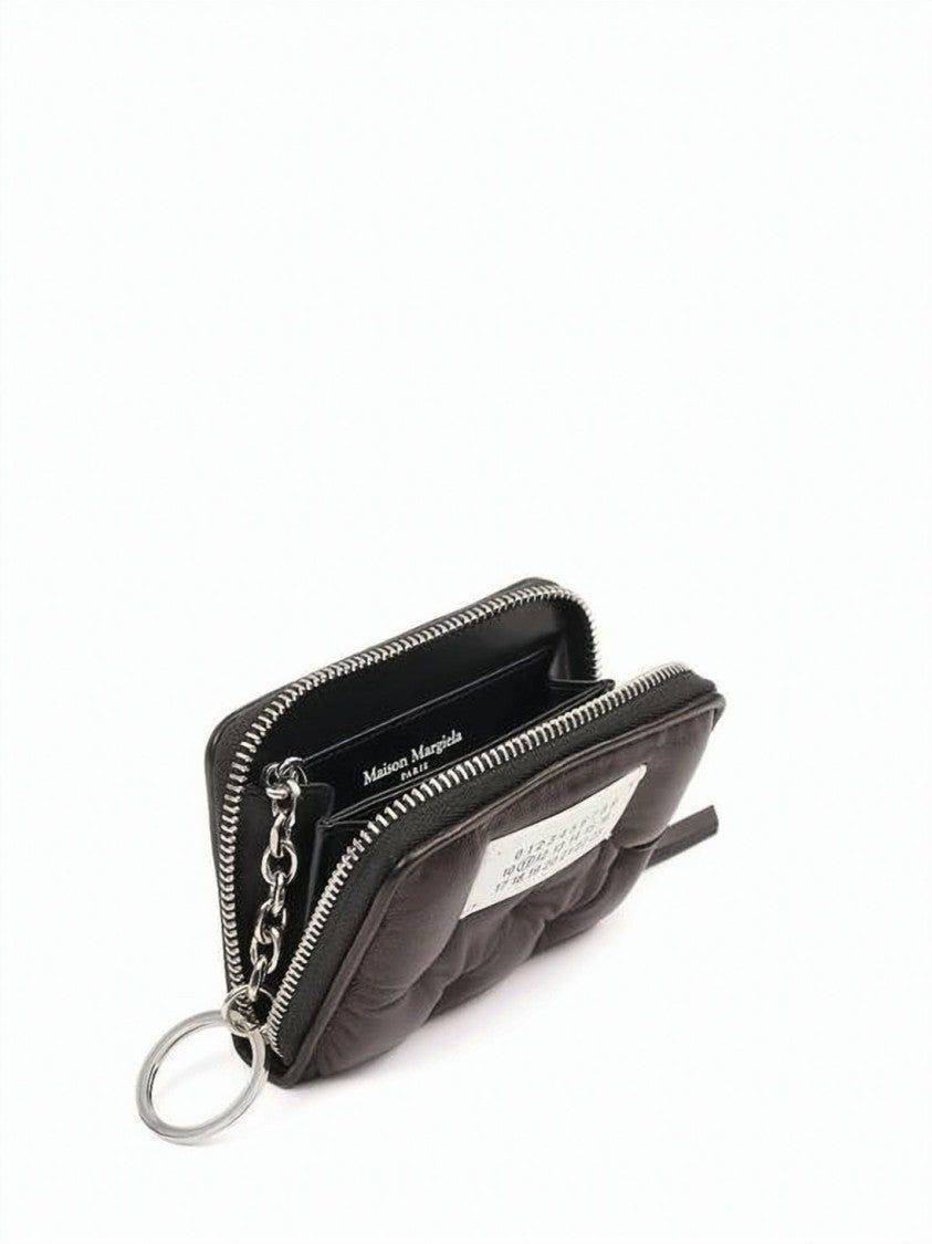 Maison Margiela Tufted Lambskin Coin Card Holder With Numeric Embroidery