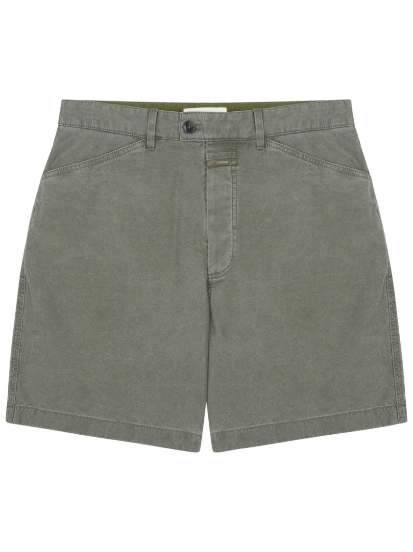 Closed Green Subtly Washed Cotton Denim Shorts