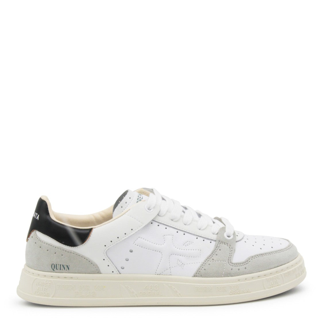 Premiata White And Grey Leather Quinn Sneakers