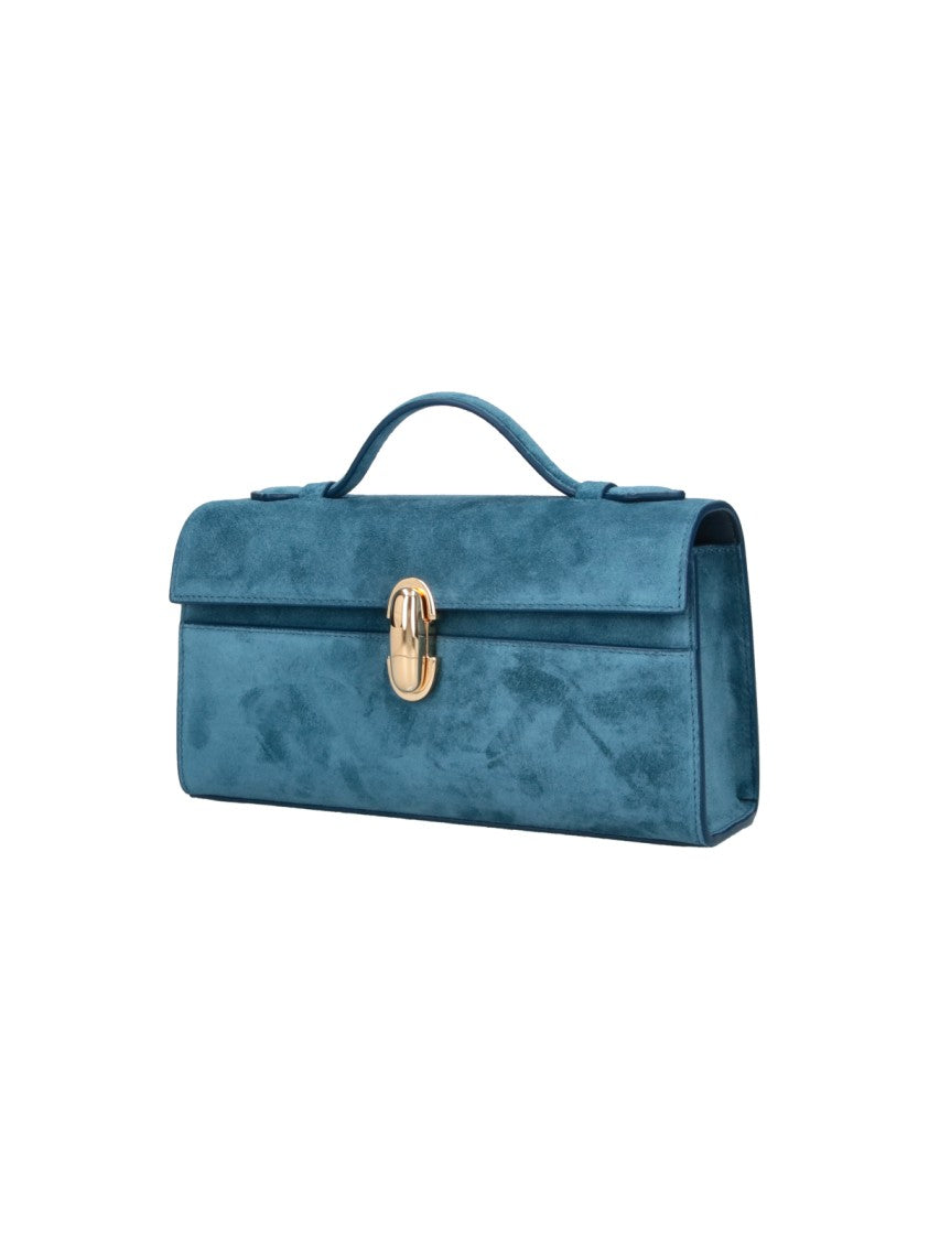 Savette Blue Symmetry Twist-Lock Suede Clutch