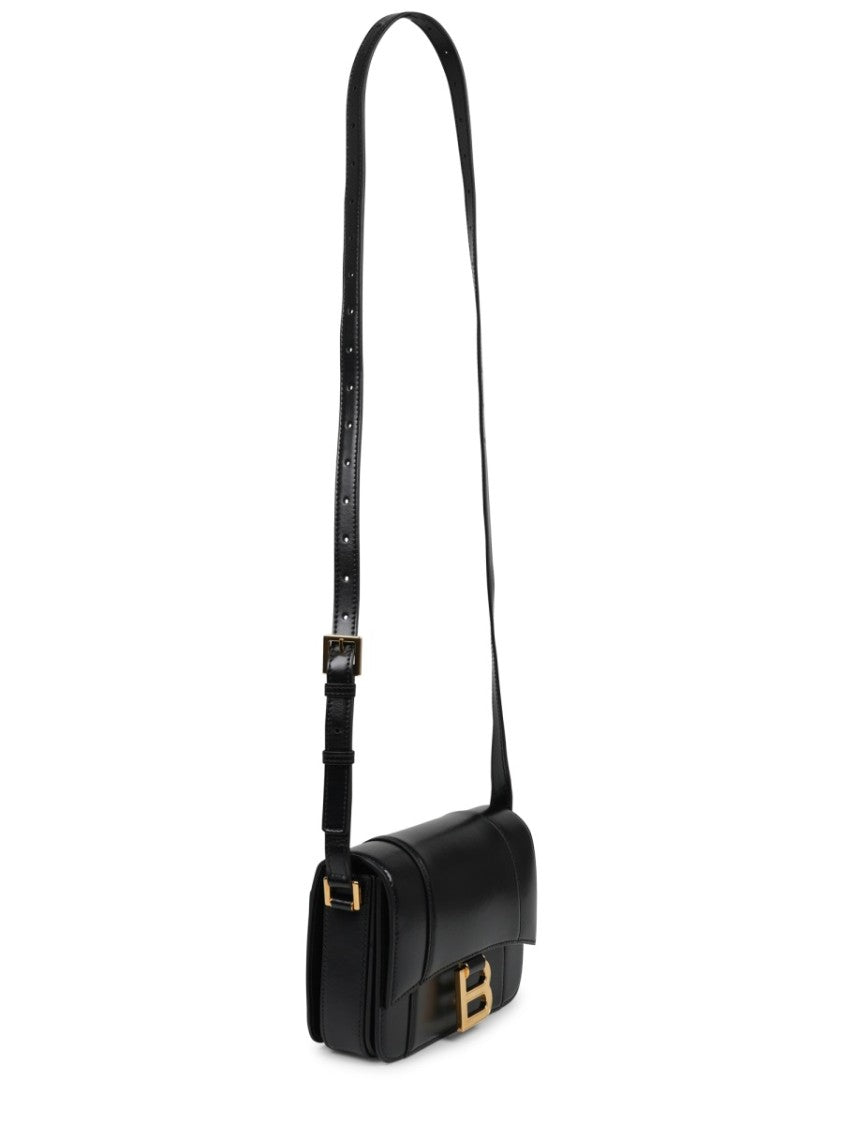 Balenciaga Structured Hourglass-Shaped Black Calfskin Shoulder Bag