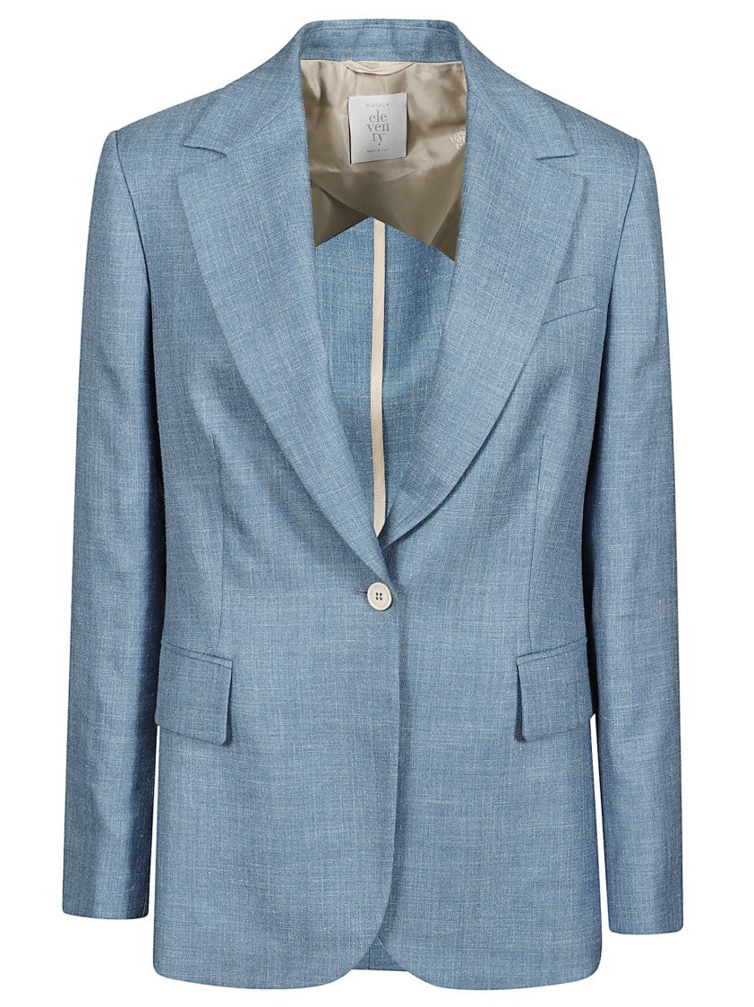 Eleventy Refined Blue Blazer With Tailored Silhouette And Flap Pockets