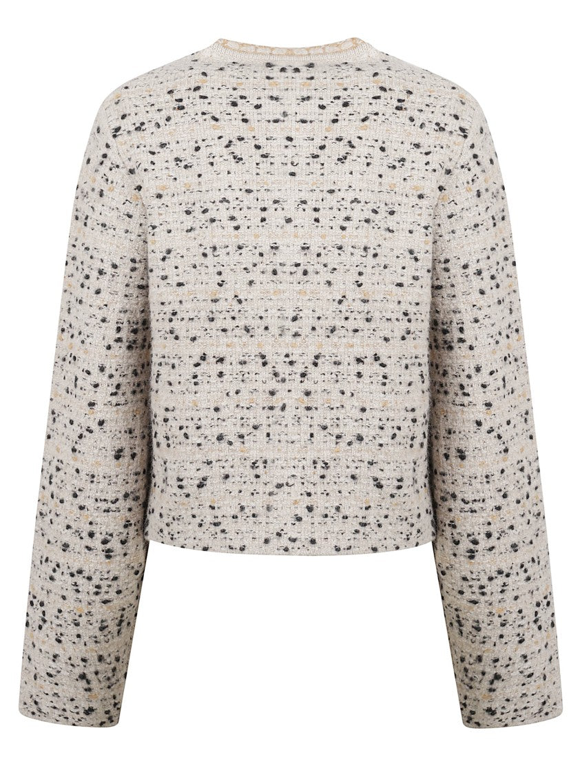 Fabiana Filippi Cropped Beige Tweed Jacket With Gold-Tone Buttons