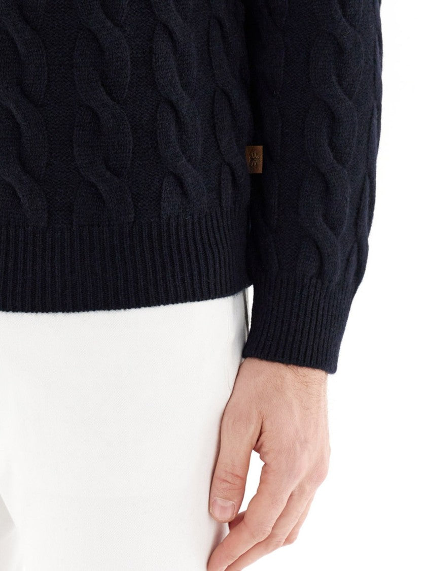 Jacob Cohen Textured Cable Knit Crew Neck Sweater In Cashmere
