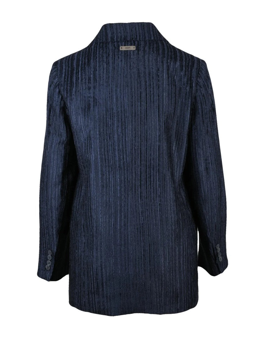 Peserico Velvet Textured Jacket With Notched Lapel And Button Closure