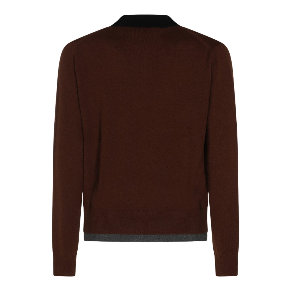 Marni Long-Sleeve T-Shirt With Contrasting Collar And Zipper Placket