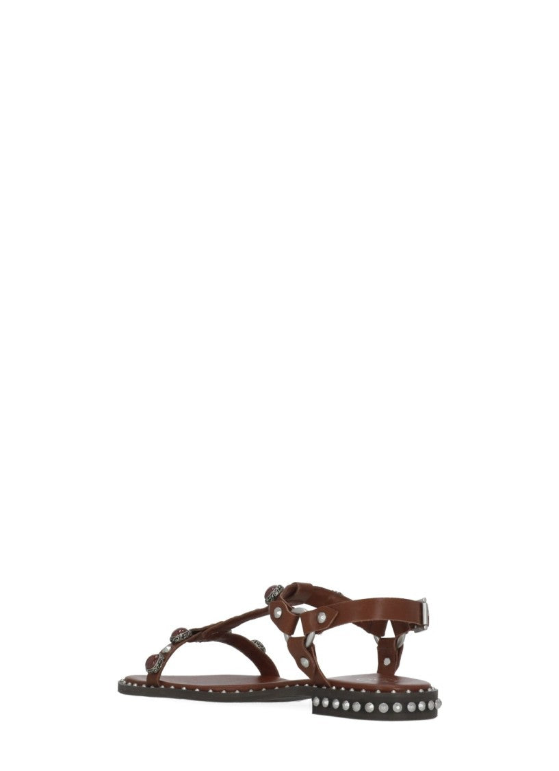 Ash Bordeaux Podium Studded Leather Sandals