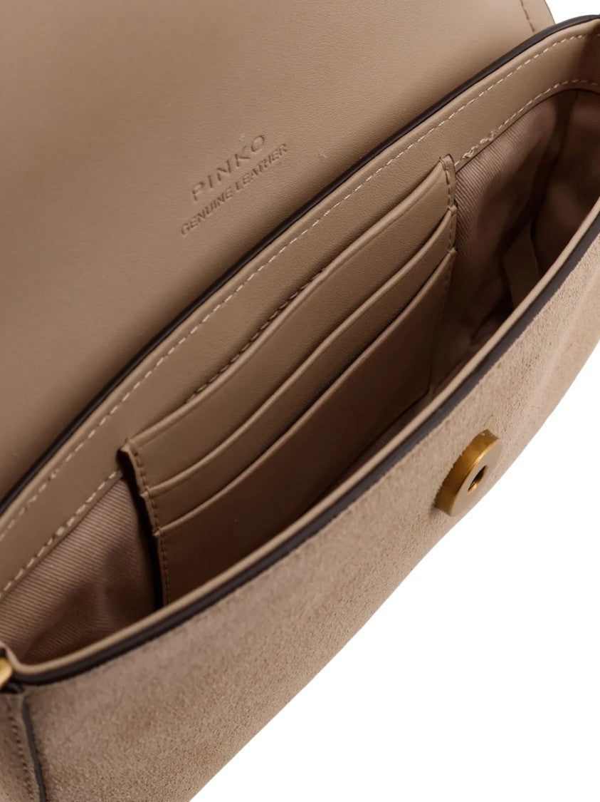 Pinko Saddle Gold-Tone Flat Shoulder Bag