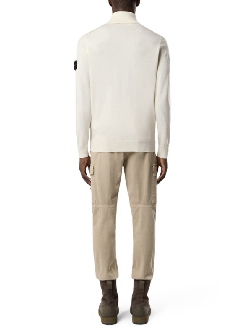 Stone Island Virgin Wool White Sweater