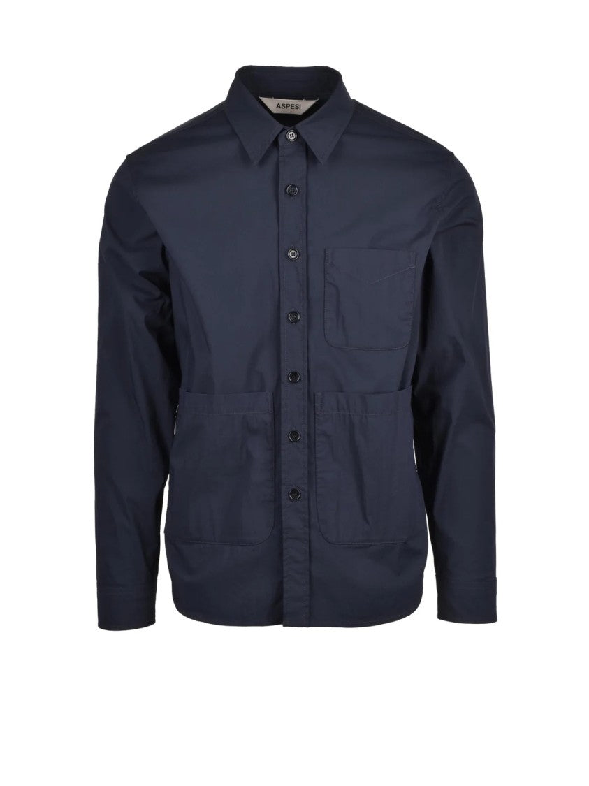 Aspesi Colors Minimalist Button-Up Stretch Cotton Shirt