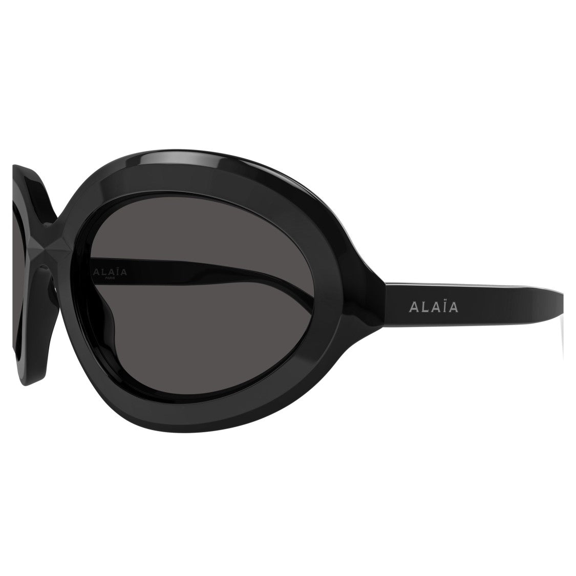 Azzedine Alaïa Oversized Oval Sunglasses In Glossy Black Acetate