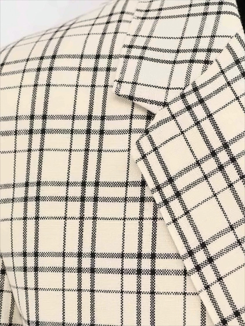 Ami Paris Checkered Wool Suit Jacket With Notched Lapels