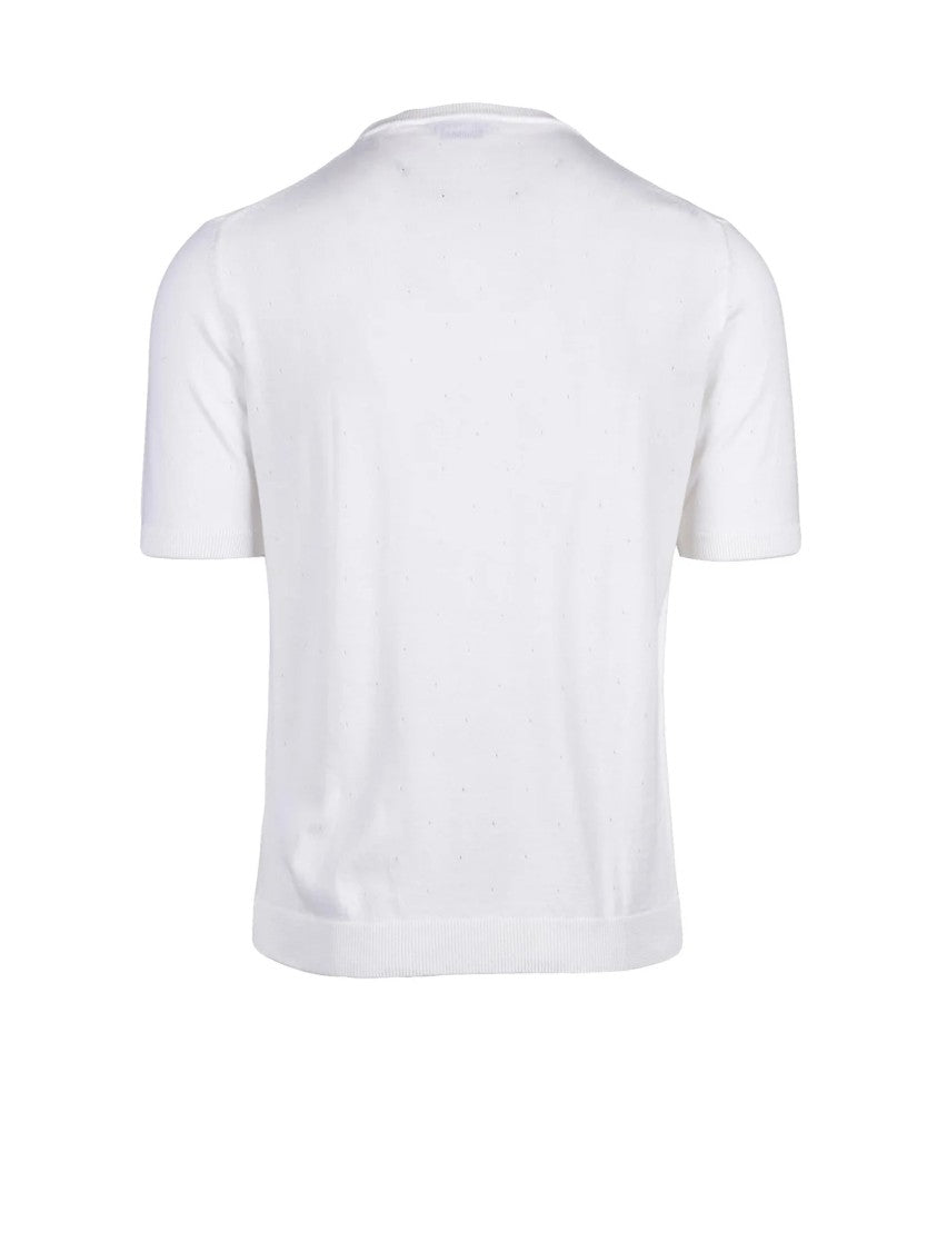 Daniele Alessandrini Openwork Crew Neck Sweater In 100% Cotton