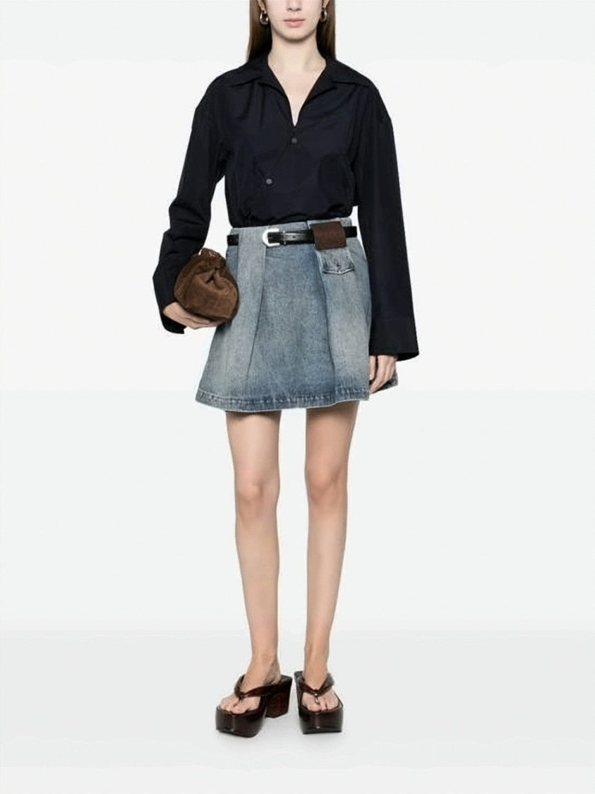 Loewe Asymmetrical Black Cotton Shirt With Unique Closure