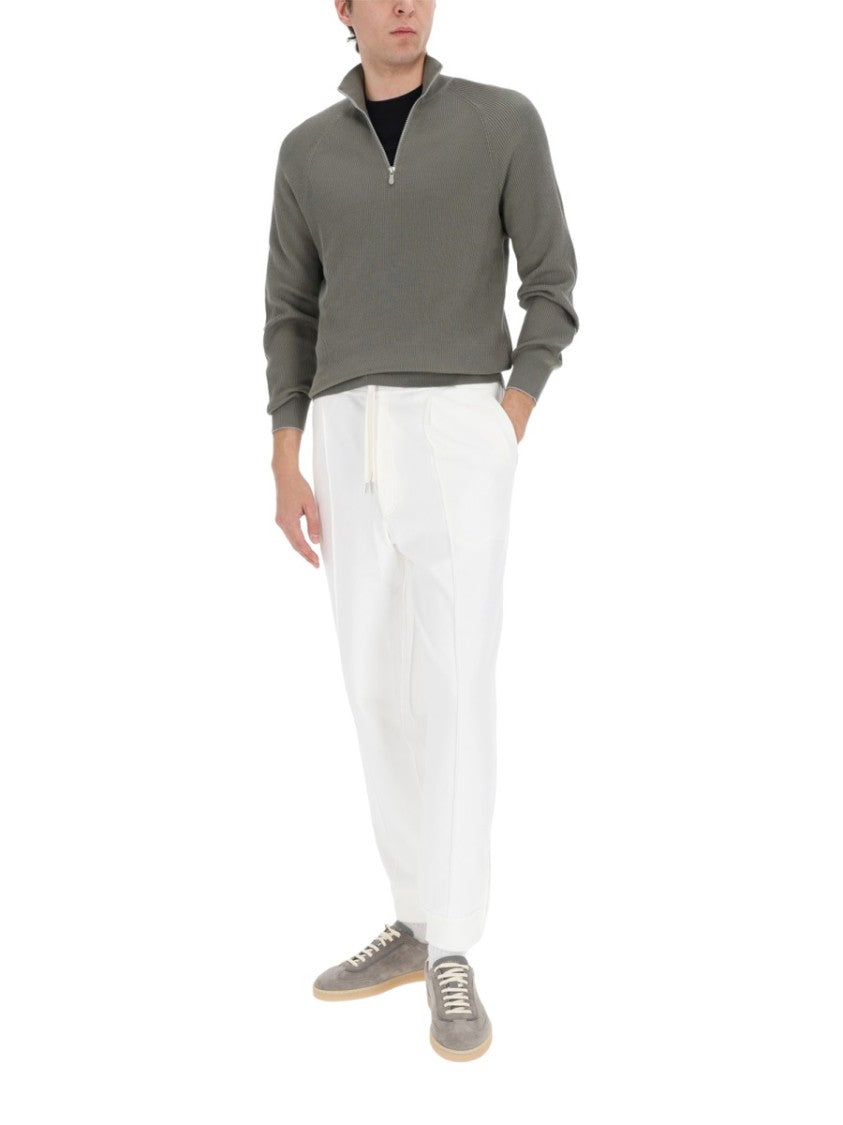 Brunello Cucinelli Ribbed Half-Zip Cotton Knit Sweatshirt