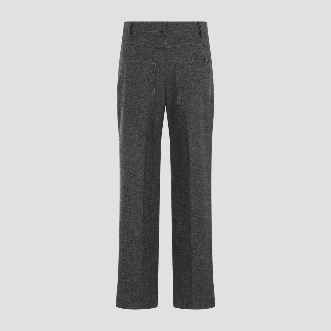Brunello Cucinelli Cropped Flannel Grey Virgin Wool Pants