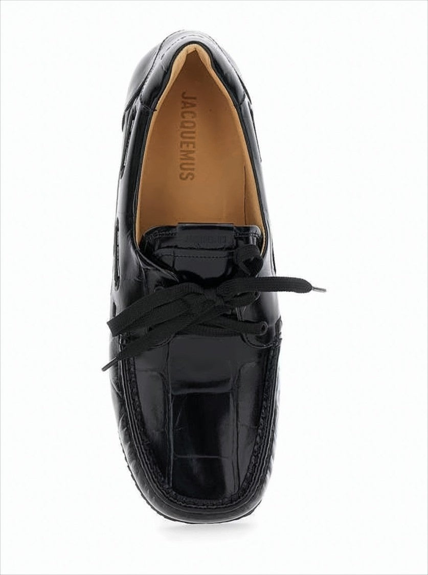 Jacquemus Calf Leather Loafers With Crocodile Texture