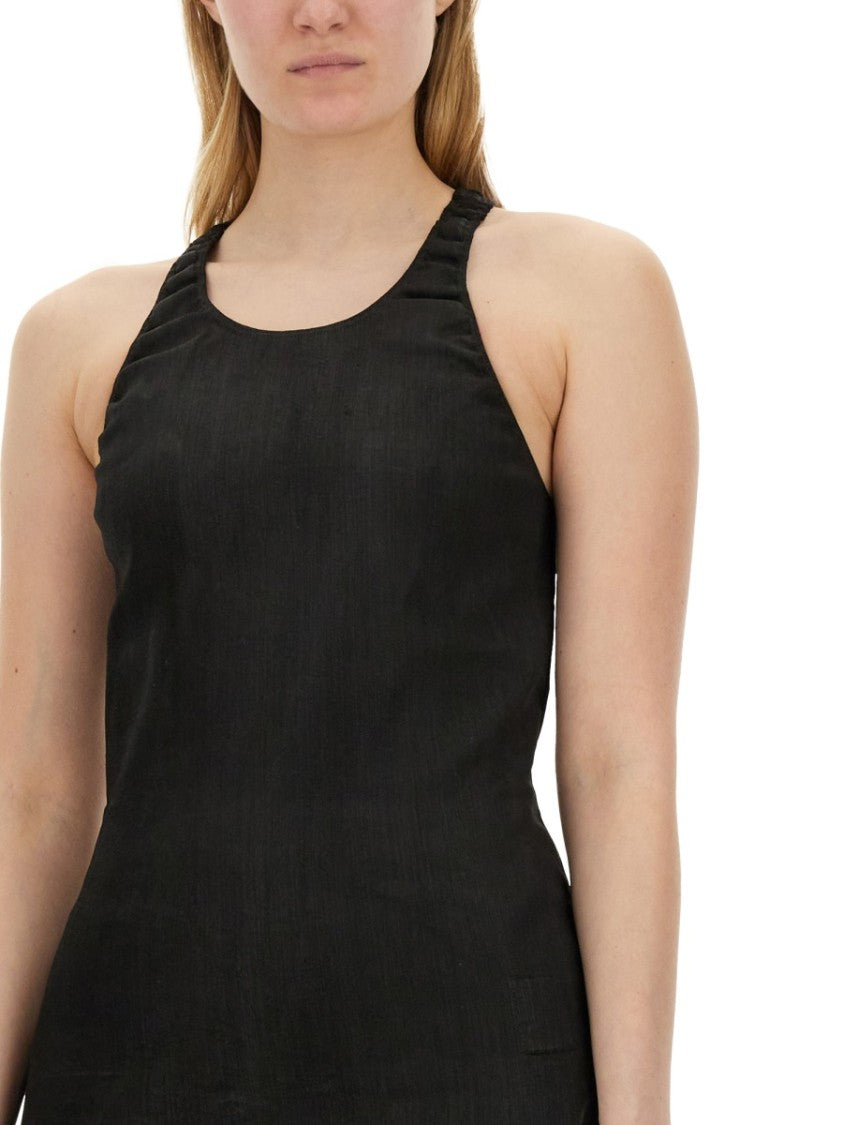 Drkshdw By Rick Owens Slim-Fit Denim Top With Halter Neckline