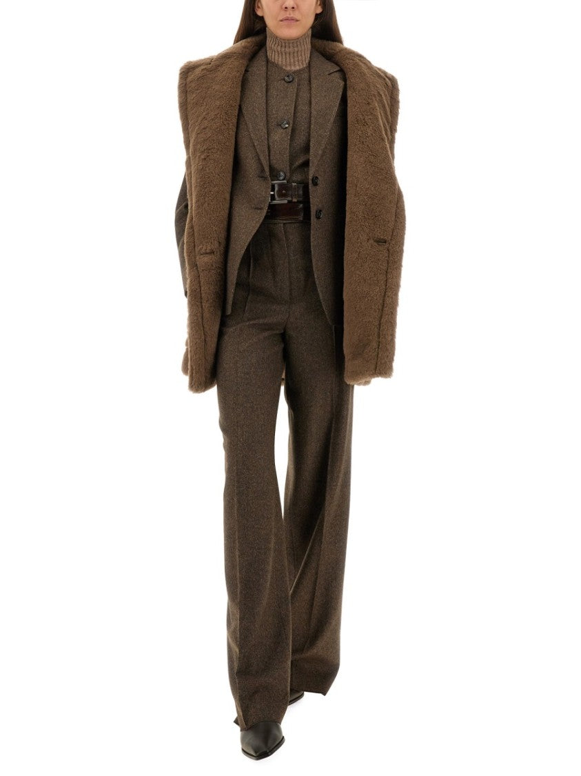 Max Mara Fitted Brown Wool Jacket With Structured Silhouette And Sharp Lapels