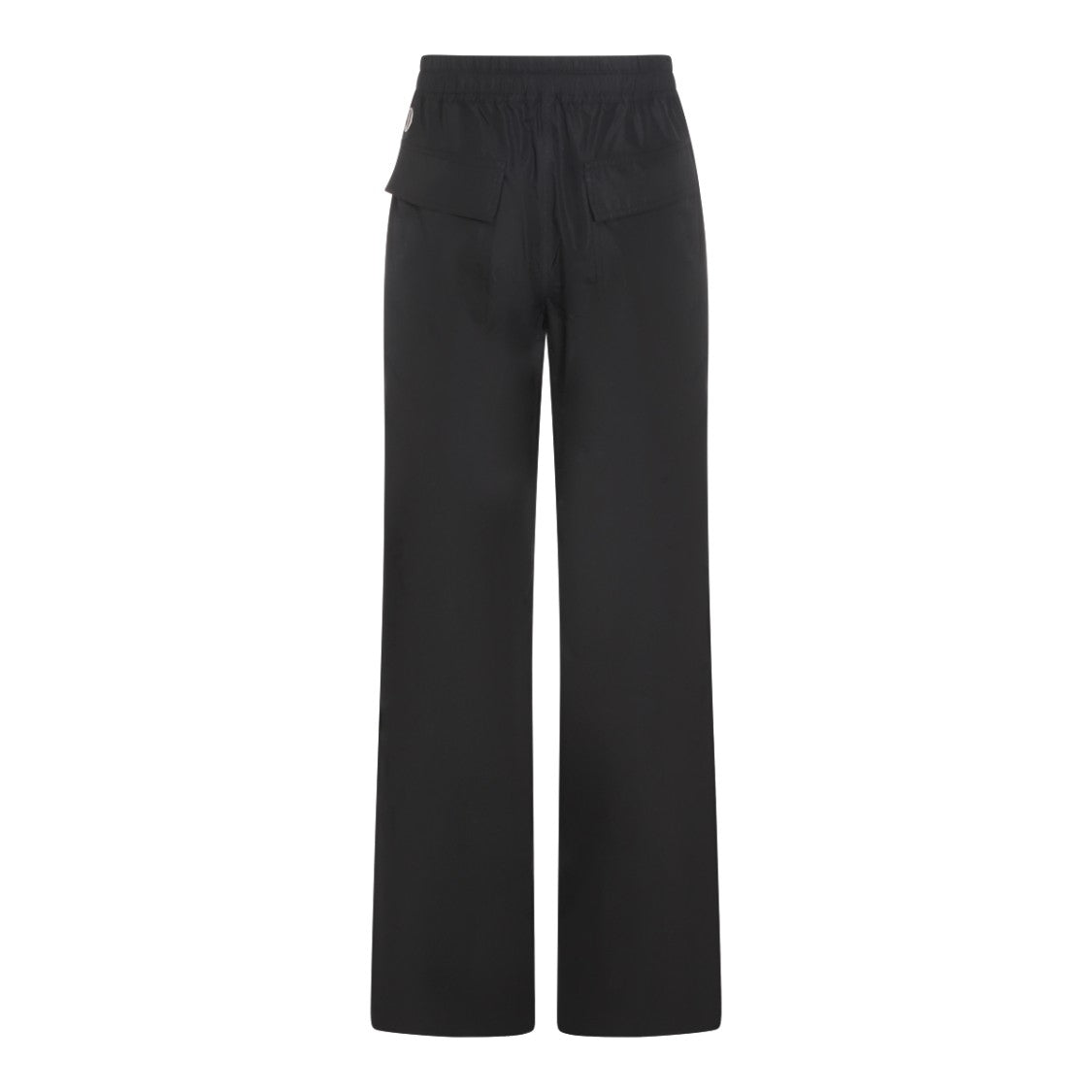 Moncler X Rick Owens Loose Fit Black Trousers With Drawstring Waist And Embroidered Logo