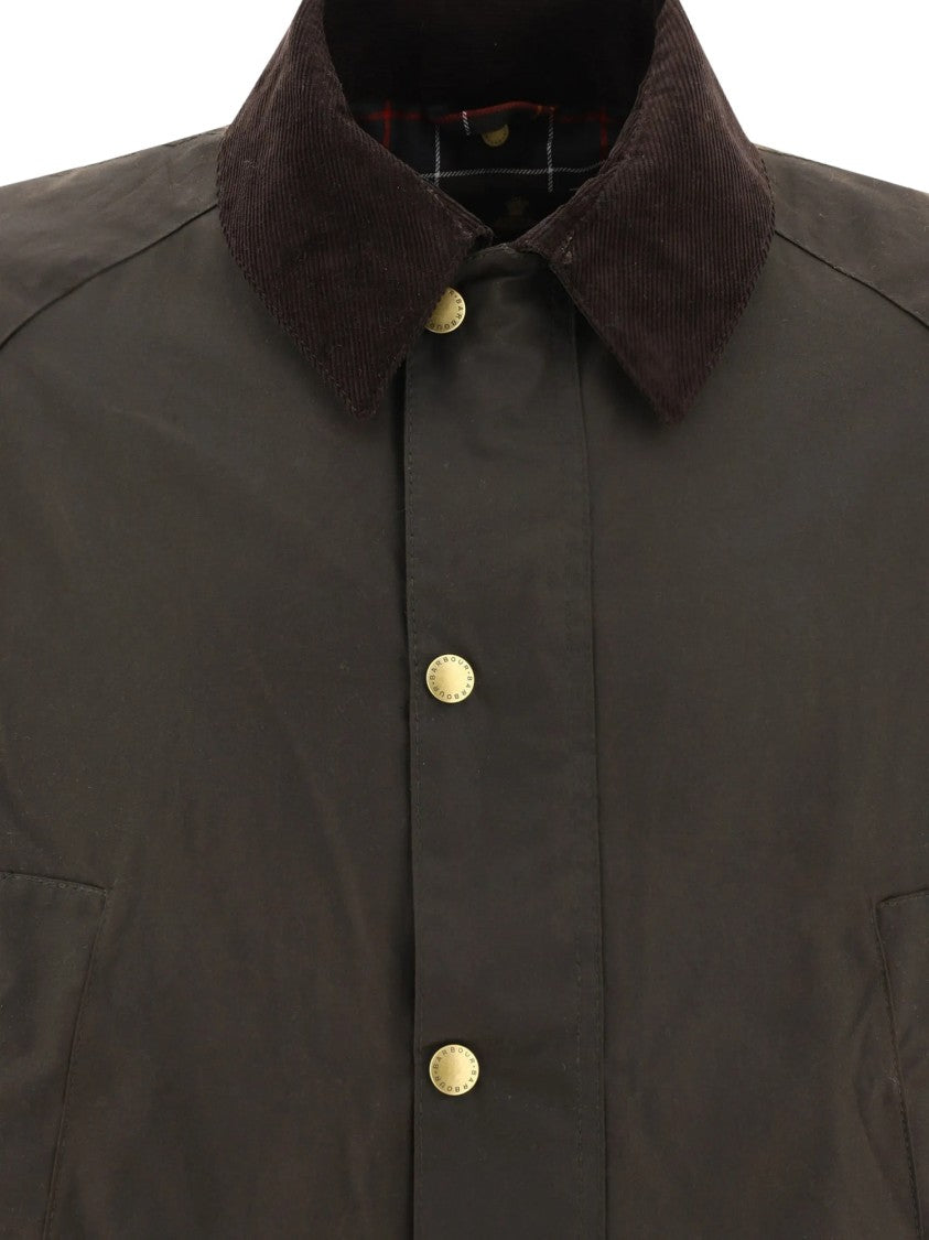 Barbour Ashby Structured Corduroy Collar Waxed Cotton Jacket