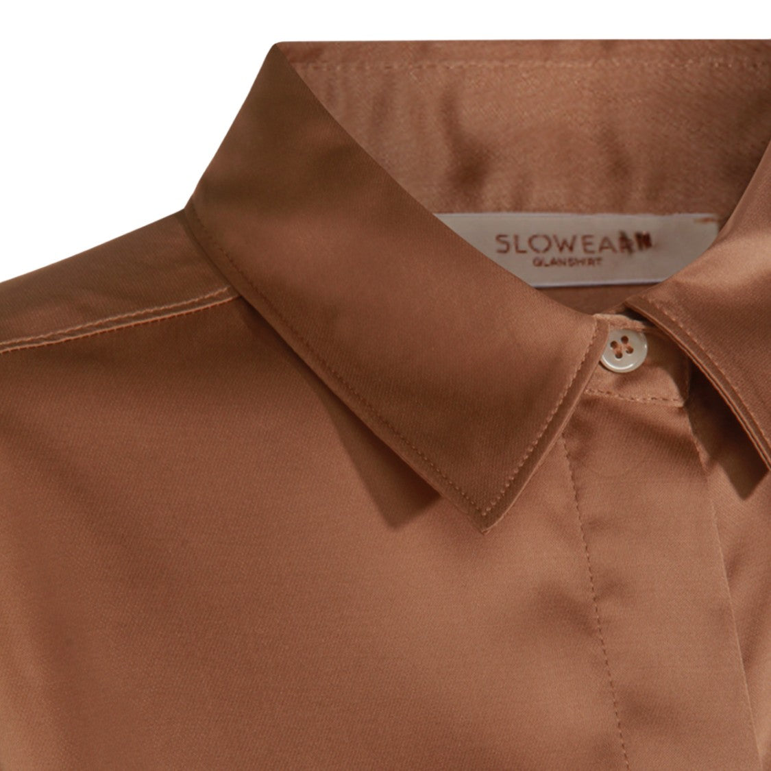 Glanshirt Satin-Finish Warm Brown Shirt With Classic Collar
