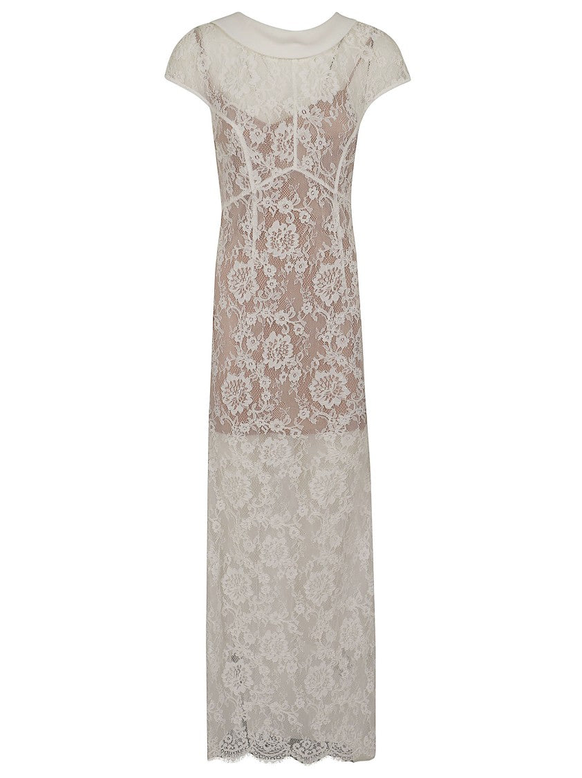 Self-Portrait Sheer White Floral Lace Maxi Dress