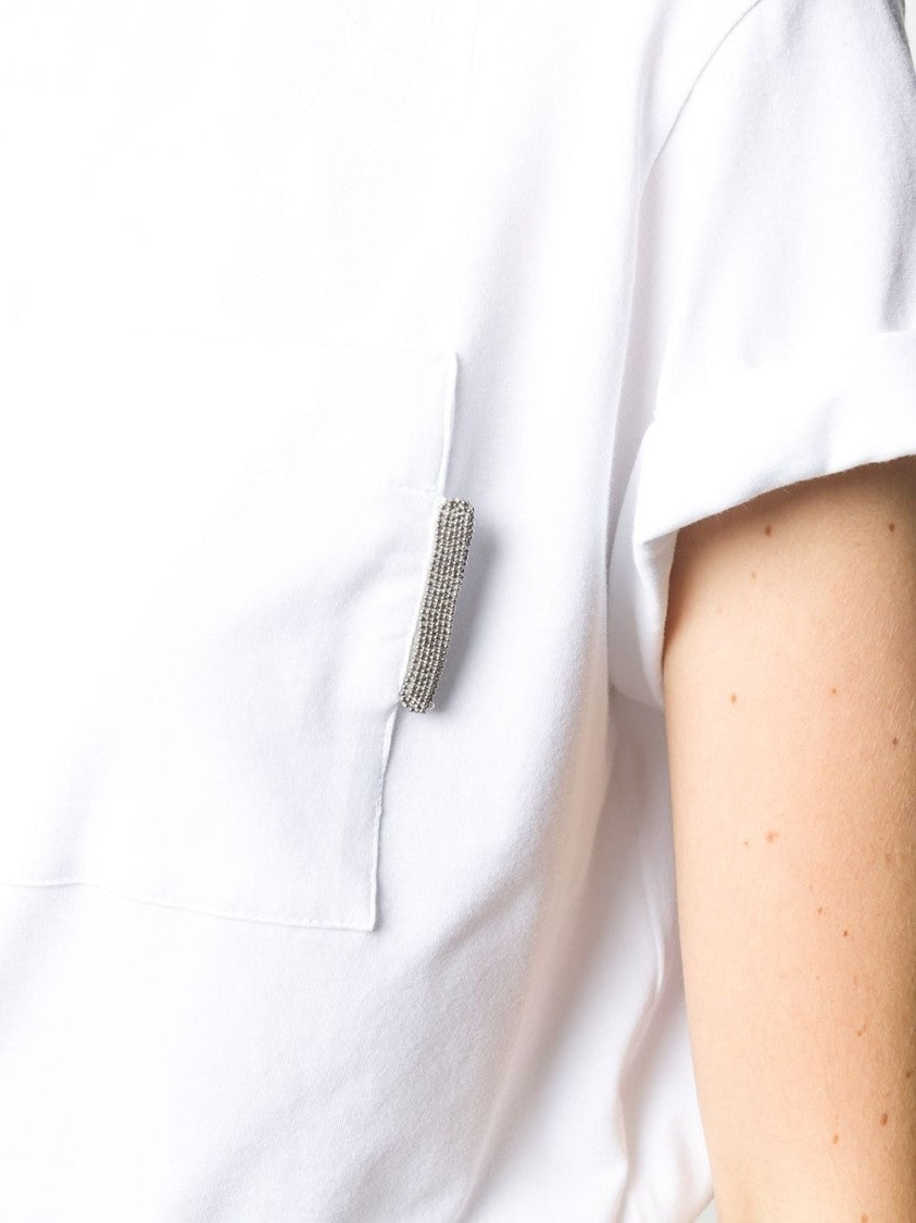 Brunello Cucinelli White Round Neck Short Sleeve T-Shirt