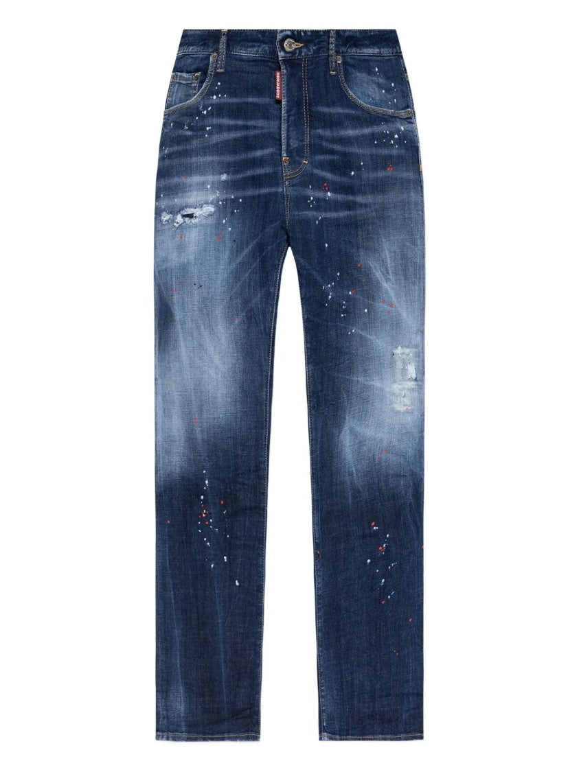 Dsquared2 642 Jean Dark Distressed Splatter Jeans
